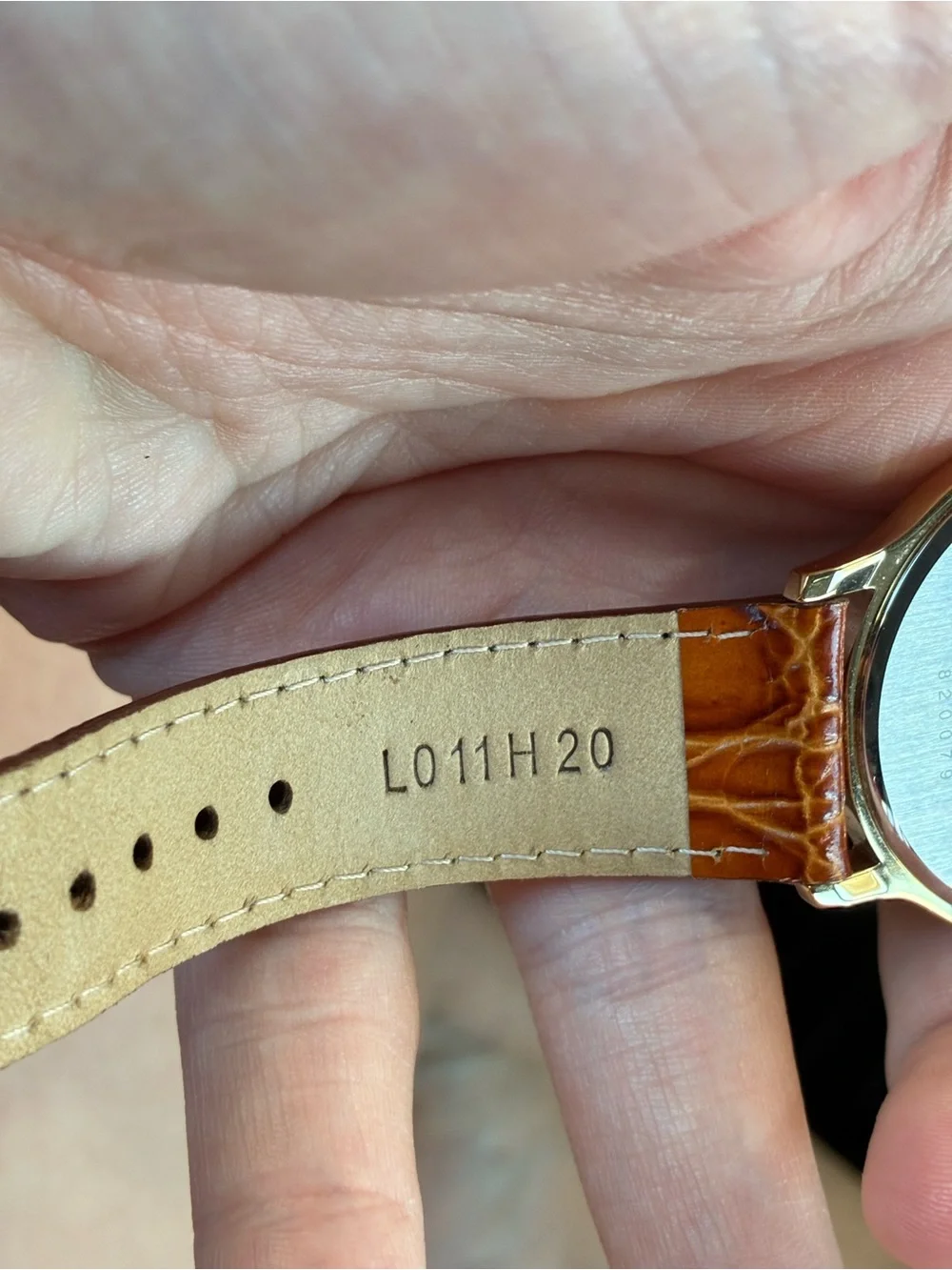 Seiko Gold-Tone Case Watch with White Dial and Brown Leather Strap